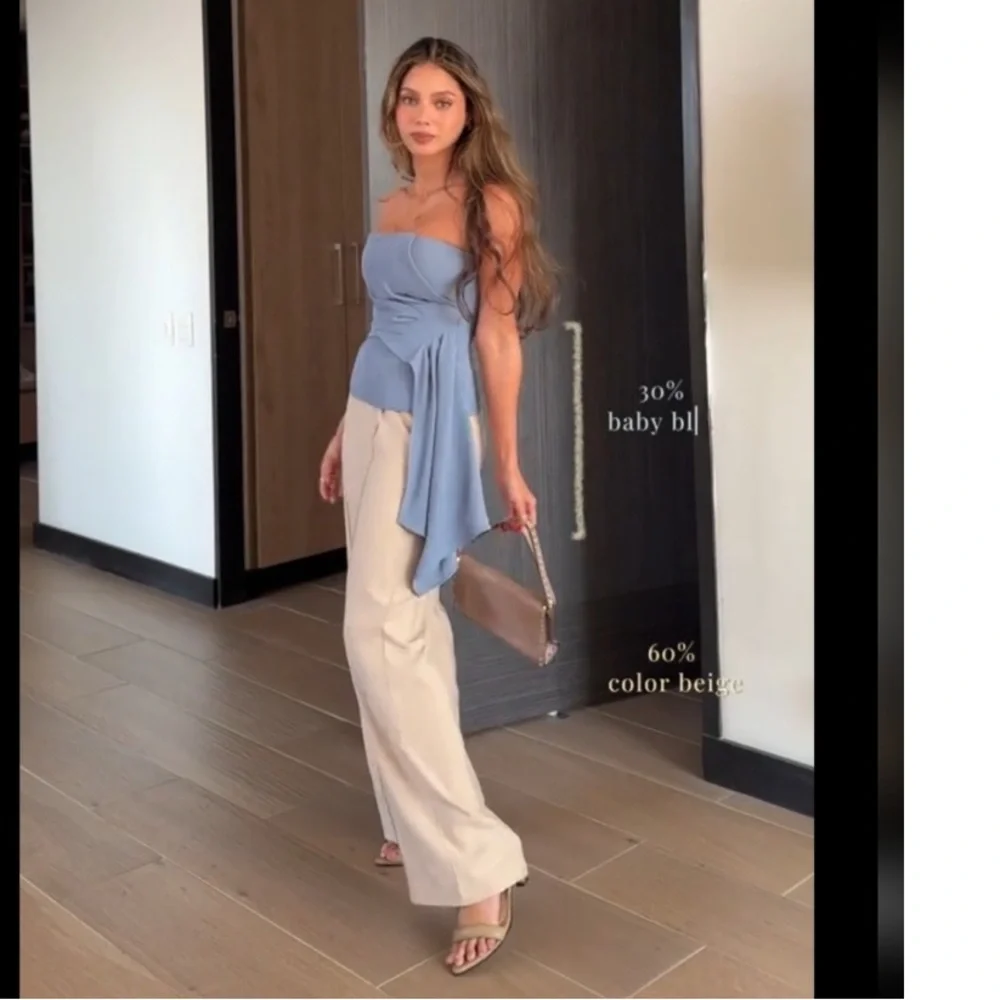 Zara Blue Strapless Crop Top - Picture 15 of 16